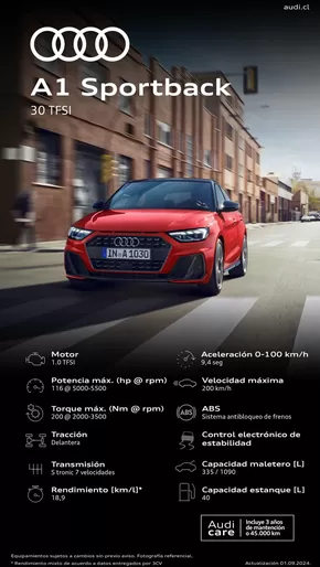 Catálogo Audi | Audi Ficha técnica A1 30 TFSI | 2024-09-30T00:00:00.000Z - 2025-09-30T00:00:00.000Z