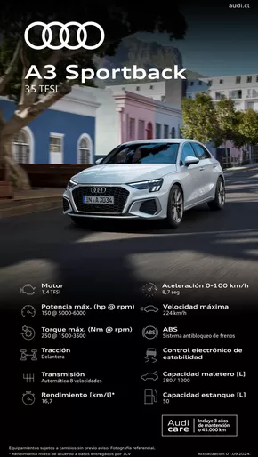 Catálogo Audi en Lo Barnechea | Audi Ficha Técnica A3 Sportback 35 TFSI | 2024-09-30T00:00:00.000Z - 2025-09-30T00:00:00.000Z