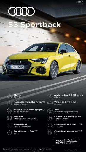 Catálogo Audi en Lo Barnechea | Audi Nuevo Audi S3 Sportback | 2024-09-30T00:00:00.000Z - 2025-09-30T00:00:00.000Z