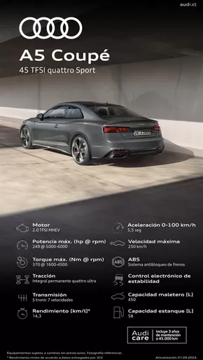 Catálogo Audi | Audi Ficha técnica A5 Coupé 45 TFSI quattro Sport | 2024-09-30T00:00:00.000Z - 2025-09-30T00:00:00.000Z