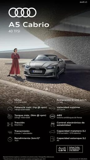 Catálogo Audi | Audi Ficha técnica Nuevo A5 Cabrio 40 TFSI | 2024-09-30T00:00:00.000Z - 2025-09-30T00:00:00.000Z