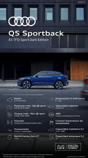 Catálogo Audi en Lo Barnechea | Audi Nuevo Q5 Sportback 45 TFSI Sport Dark Edition | 2024-09-30T00:00:00.000Z - 2025-09-30T00:00:00.000Z