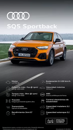 Catálogo Audi en Lo Barnechea | Audi Ficha Técnica Nuevo SQ5 Sportback | 2024-09-30T00:00:00.000Z - 2025-09-30T00:00:00.000Z