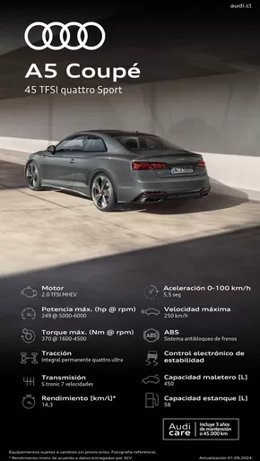 Catálogo Audi en Lo Barnechea | Audi Ficha técnica A5 Coupé 45 TFSI quattro Sport | 2025-01-30T00:00:00.000Z - 2026-01-30T00:00:00.000Z
