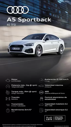 Catálogo Audi en Lo Barnechea | Audi Ficha técnica A5 Sportback 40 TFSI | 2025-01-30T00:00:00.000Z - 2026-01-30T00:00:00.000Z