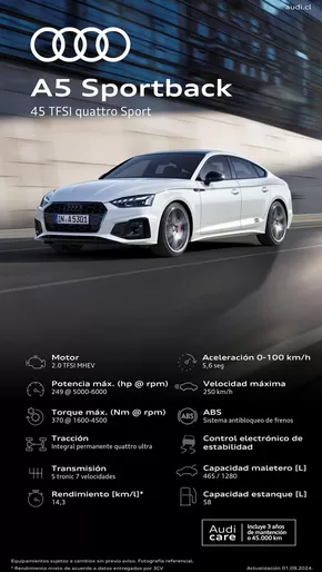 Catálogo Audi en Lo Barnechea | Audi Ficha técnica A5 Sportback 45 TFSI quattro Sport | 2025-01-30T00:00:00.000Z - 2026-01-30T00:00:00.000Z