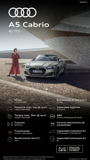 Catálogo Audi en Lo Barnechea | Audi Ficha técnica Nuevo A5 Cabrio 40 TFSI | 2025-01-30T00:00:00.000Z - 2026-01-30T00:00:00.000Z
