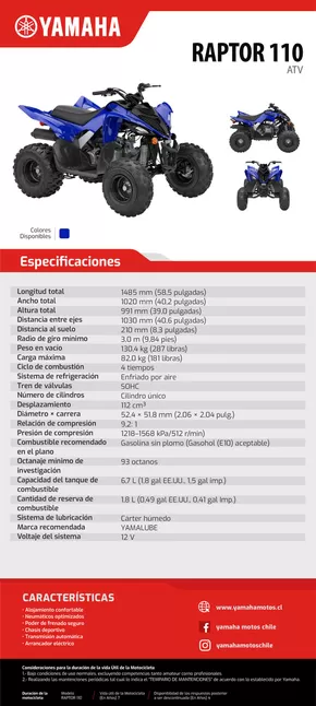 Catálogo Yamaha en Los Andes | RAPTOR-110-1 | 2025-01-30T00:00:00.000Z - 2025-12-31T00:00:00.000Z
