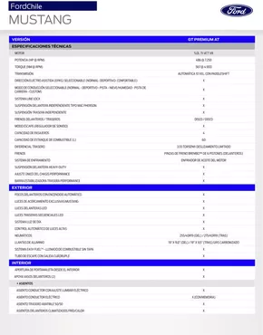 Catálogo Ford en Valdivia | MUSTANG - Ficha tecnica | 2025-02-07T00:00:00.000Z - 2025-08-31T00:00:00.000Z