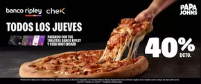 Catálogo Papa John's en Temuco | Todo los jueves! Hasta 40% dcto. | 2025-04-10T00:00:00.000Z - 2025-04-30T00:00:00.000Z