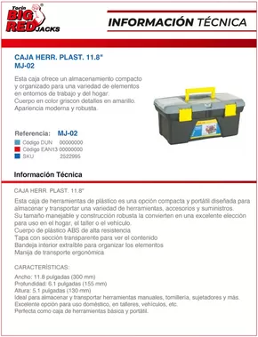 Catálogo Ferretería O'Higgins | CAJA HERRAMIENTAS PLÁSTICA. 11.8" | 2025-05-12T00:00:00.000Z - 2025-05-26T00:00:00.000Z