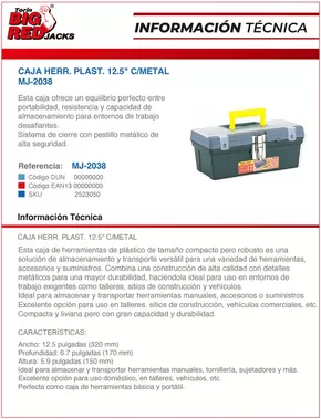 Catálogo Ferretería O'Higgins | CAJA HERRAMIENTAS PLÁSTICA. 12.5" C/METAL | 2025-05-12T00:00:00.000Z - 2025-05-26T00:00:00.000Z