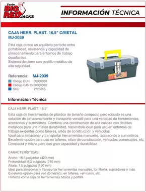 Catálogo Ferretería O'Higgins | CAJA HERRAMIENTAS PLÁSTICA. 16.5" C/METAL | 2025-05-12T00:00:00.000Z - 2025-05-26T00:00:00.000Z