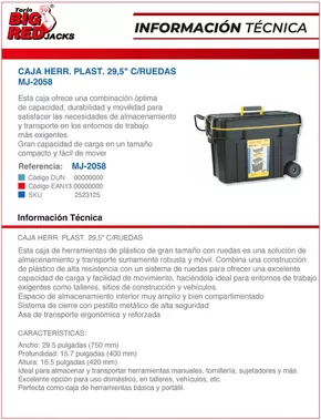 Catálogo Ferretería O'Higgins | CAJA HERRAMIENTAS PLÁSTICA. 29.5" C/RUEDAS | 2025-05-12T00:00:00.000Z - 2025-05-26T00:00:00.000Z