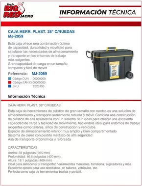 Catálogo Ferretería O'Higgins | CAJA HERRAMIENTAS PLÁSTICA. 38" C/RUEDAS | 2025-05-12T00:00:00.000Z - 2025-05-26T00:00:00.000Z