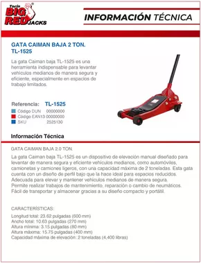 Catálogo Ferretería O'Higgins | GATA CAIMAN BAJA 2 TON | 2025-05-12T00:00:00.000Z - 2025-05-26T00:00:00.000Z