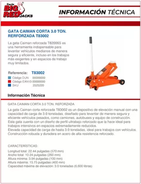 Catálogo Ferretería O'Higgins | GATA CAIMAN CORTA 3.0 TON REFORZADA | 2025-05-12T00:00:00.000Z - 2025-05-26T00:00:00.000Z