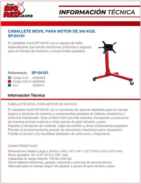 Catálogo Ferretería O'Higgins en Maipú | CABALLETE MOVIL PARA MOTOR DE 340 KGS | 2025-05-12T00:00:00.000Z - 2025-05-26T00:00:00.000Z