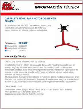 Catálogo Ferretería O'Higgins en Maipú | CABALLETE MOVIL PARA MOTOR DE 565 KG | 2025-05-12T00:00:00.000Z - 2025-05-26T00:00:00.000Z