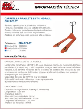 Catálogo Ferretería O'Higgins en Maipú | CARRETILLA P/PALLETS 3.0 TN. HIDRAUL | 2025-05-12T00:00:00.000Z - 2025-05-26T00:00:00.000Z