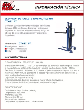 Catálogo Ferretería O'Higgins en Maipú | ELEVADOR DE PALLETS 1000 KG | 2025-05-12T00:00:00.000Z - 2025-05-26T00:00:00.000Z